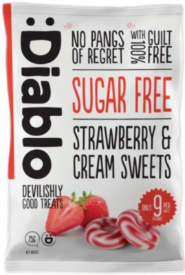 Леденцы без сахара "Diablo" со вкусом клубники со сливками 1