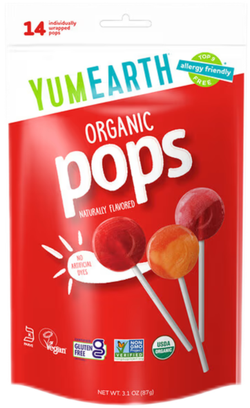 Леденцы без сахара "YumEarth" арбуз, персик, клубника, гранат, 14 шт