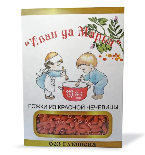 Макароны "Иван да Марья" рожки из красной чечевицы