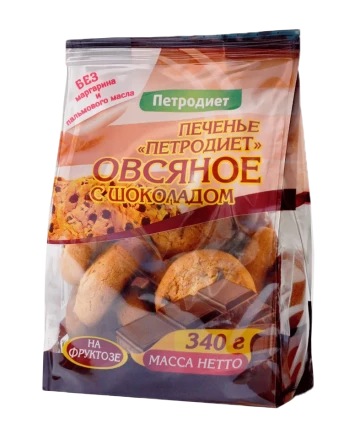 Печенье овсяное с шоколадом Петродиет на фруктозе