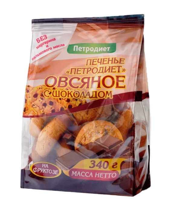Печенье овсяное с шоколадом Петродиет на фруктозе