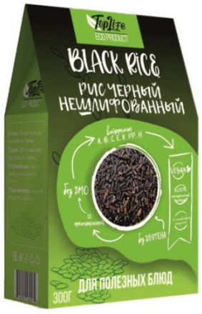 Рис "TopLife Eco Product" черный нешлифованный