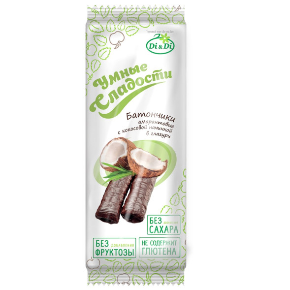 Батончики безглютеновые с "Кокосовой начинкой, в глазури" Умные сладости/Di&amp;Di