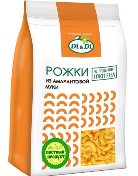 Макаронные изделия без глютена амарантовые "Рожки" Ди энд Ди/Di&amp;Di