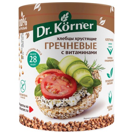 Хлебцы без глютена  "Гречневые с витаминами" Доктор Корнер/Dr.Korner