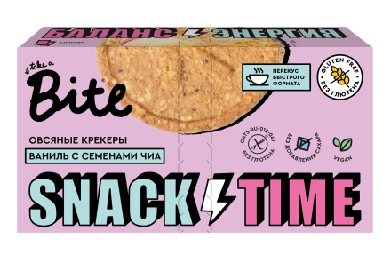Крекеры овсяные Bite c ванилью и семенами чиа