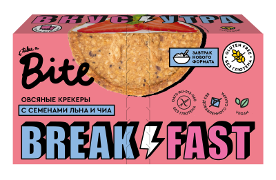 Крекеры овсяные Bite с семенами льна и чиа 