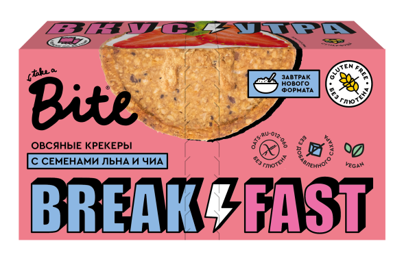 Крекеры овсяные Bite с семенами льна и чиа 