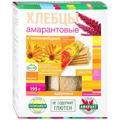 Хлебцы амарантовые "С топинамбуром" Ди энд Ди/ Di&amp;Di