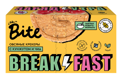 Крекеры овсяные Bite с кунжутом и чиа
