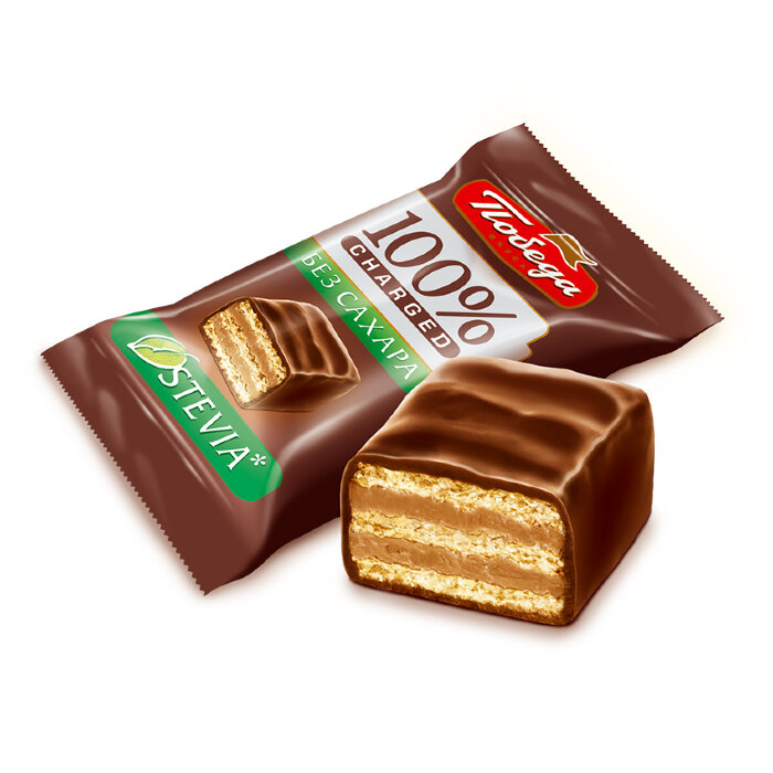 Конфеты вафельные в горьком шоколаде Победа вкуса "Чаржед" без добавления сахара