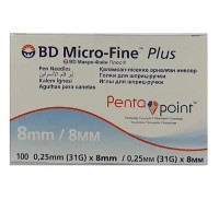 Шприц қаламына арналған инелер BD Micro-Fine Plus Penta Point 8 мм 30G №100