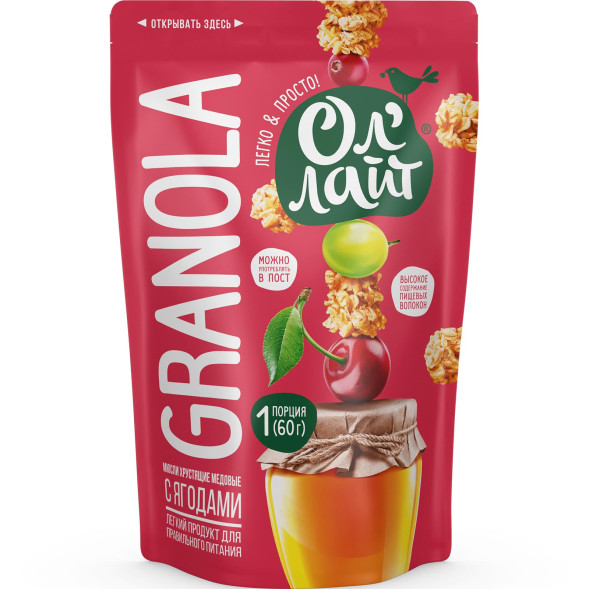 Мюсли хрустящие медовые "Ягоды" Ол' Лайт/Ol' Light