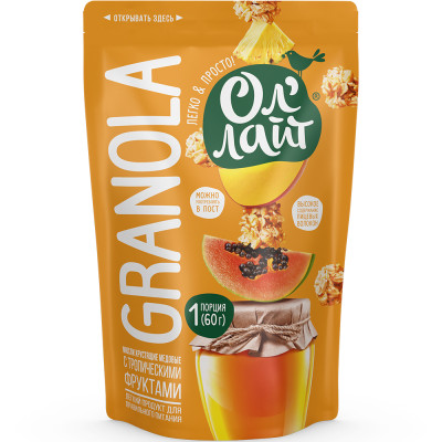 Мюсли хрустящие медовые "Тропические фрукты" Ол' Лайт/Ol' Light