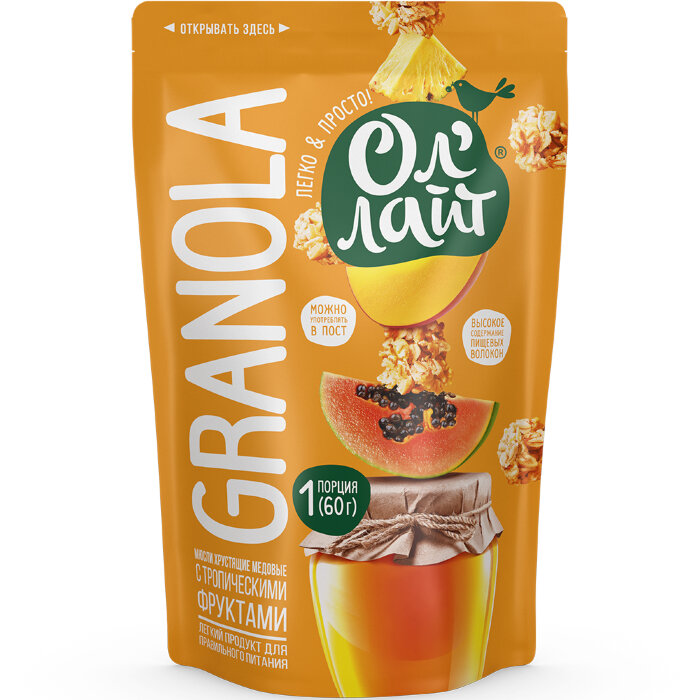 Мюсли хрустящие медовые "Тропические фрукты" Ол' Лайт/Ol' Light