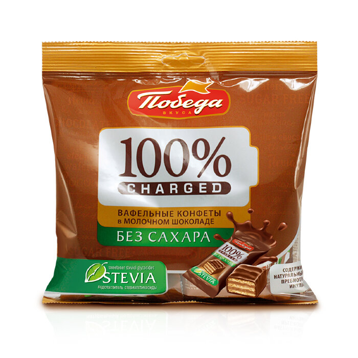 Конфеты вафельные в молочном шоколаде "Чаржед" 150 гр Победа вкуса