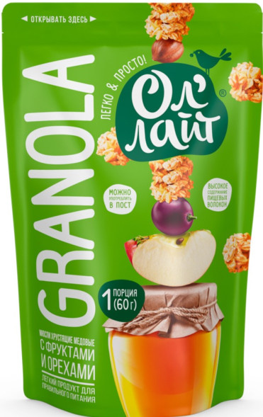 Мюсли хрустящие медовые "Фрукты с орехами" Ол' Лайт/Ol' Light