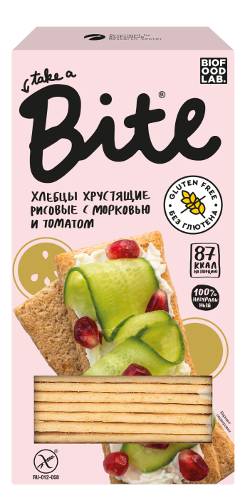 Хлебцы хрустящие "Рисовые с морковью и томатом" Байт Bite 