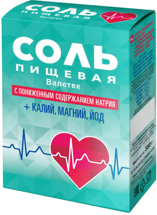 Соль пищевая "Валетек" с пониженным содержанием натрия