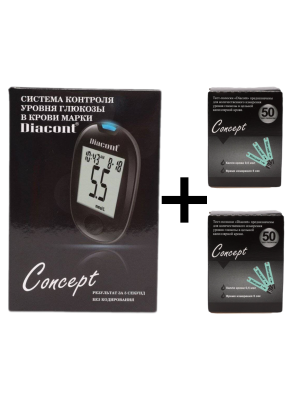 Комплект Глюкометр Diacont Concept + 2 упаковки ТП №50, шт