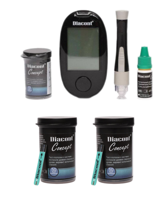 Комплект Глюкометр Diacont Concept + 2 упаковки ТП №50, шт