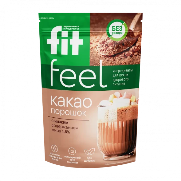 Какао порошок с низким содержанием жира Fit Feel FitParad