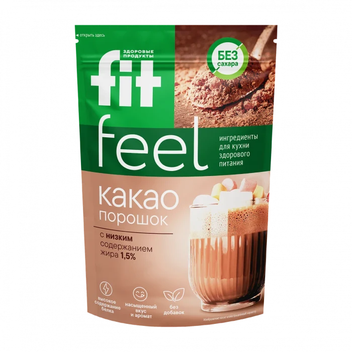 Какао порошок с низким содержанием жира Fit Feel FitParad