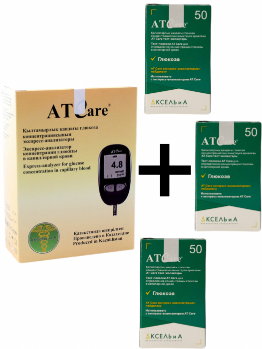 Комплект Глюкометр AT Care + 3 упаковки ТП №50, шт