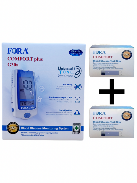 Комплект Глюкометр Fora +2 упаковки ТП №50, шт