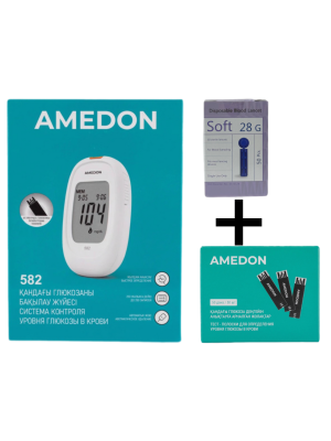 Комплект Глюкометр Amedon + упаковка ТП №50 + упаковка ланцетов №50