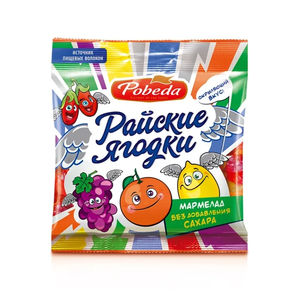 Конфеты жевательный мармелад "Райские ягодки" Победа без сахара, 75 гр 90121