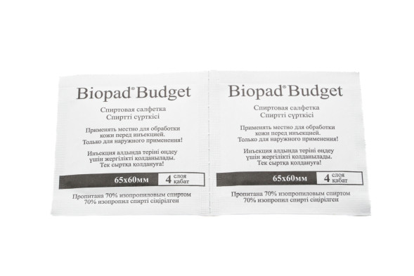 Спиртовая салфетка Biopad Budget 65х60 100 штук