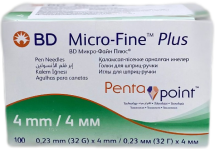 Иглы для шприц-ручки BD Micro-Fine Plus Penta Point  4 мм 32G №100 1